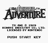 Castlevania Adventure, The (USA) Title Screen